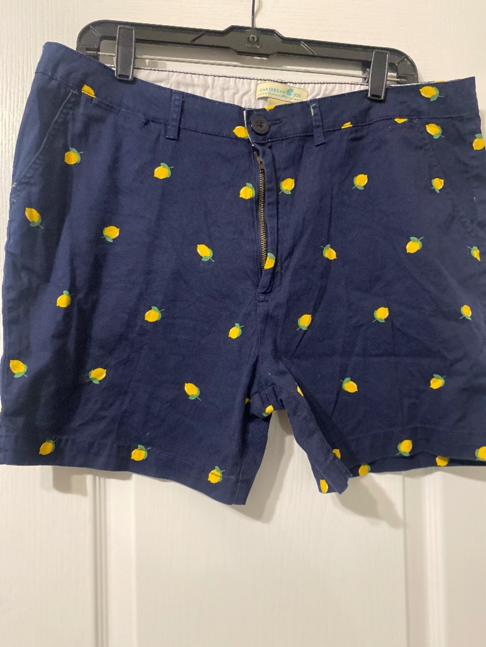 CARIBBEAN JOE NAVY LEMON PRINT SHORTS SIZE 12